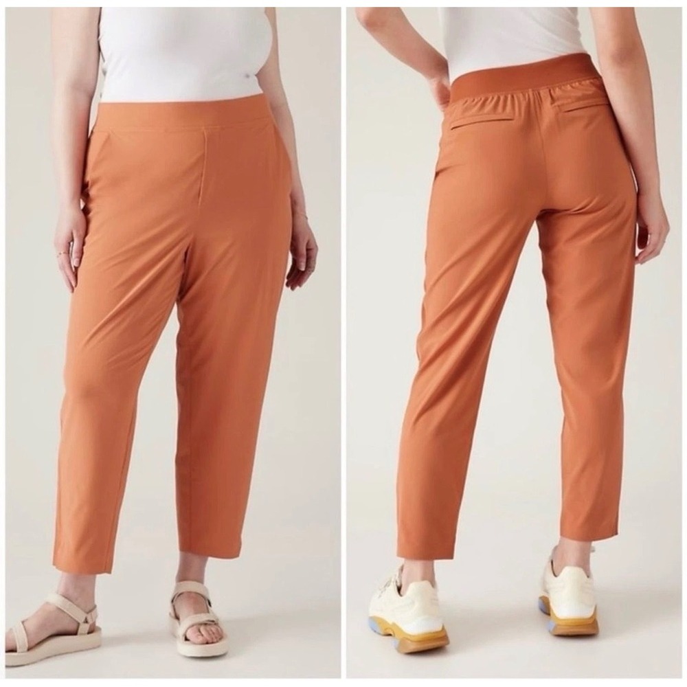 Athleta Brooklyn Ankle Pants Womens Size 18 Coral‎ Ribbed Waist Athletic